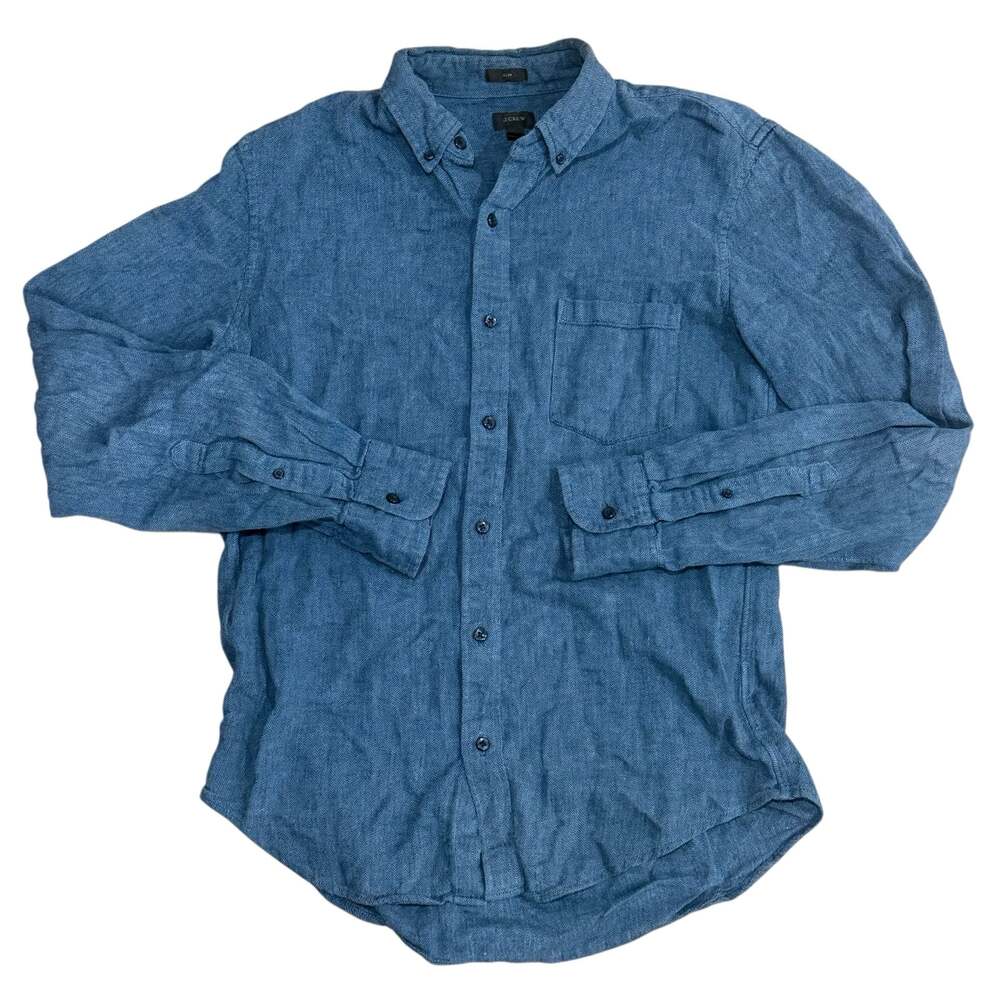 J.Crew Slim Fit Blue Herringbone Textured Button Down Shirt M